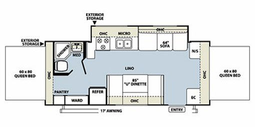 Rent RV trailer Denver Roo 23SS Floor Plan